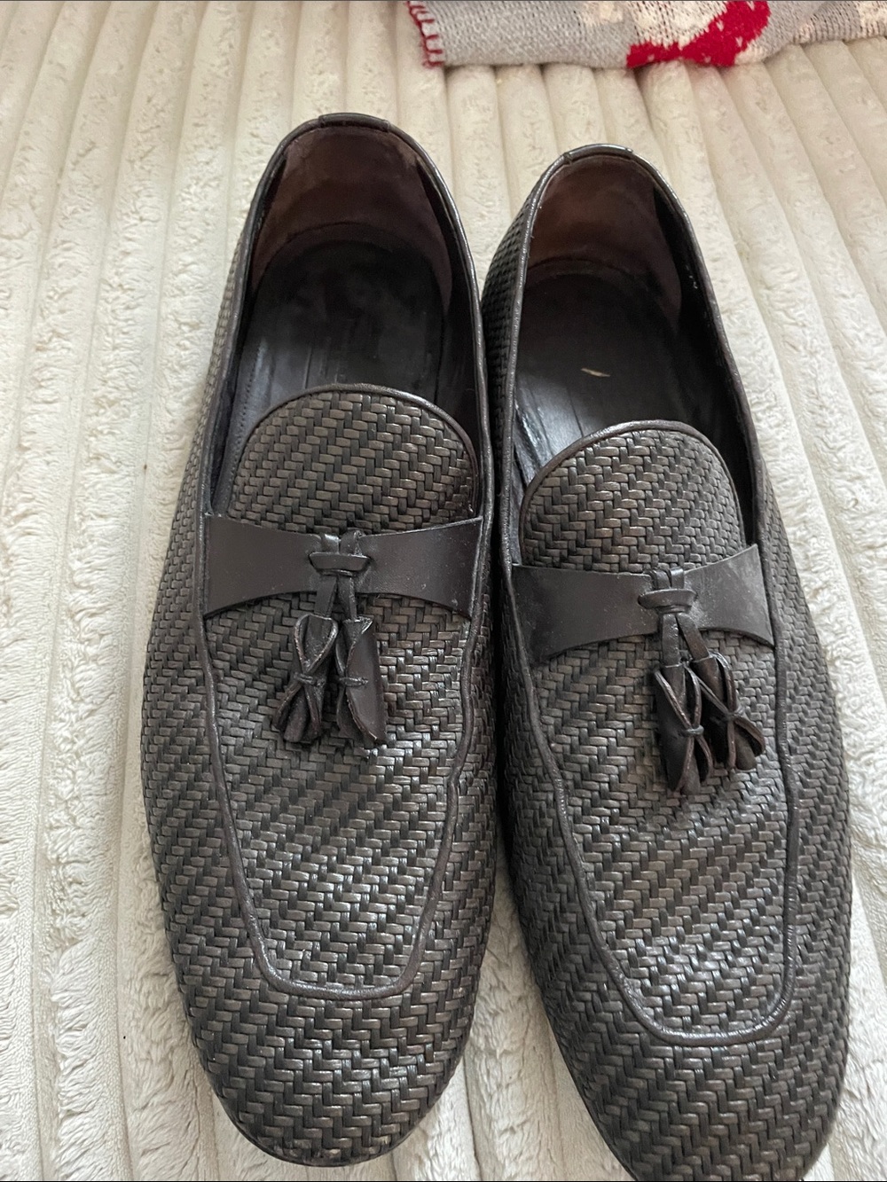 Ermenegildo Zegna Dark Brown Woven Tassel Loafers